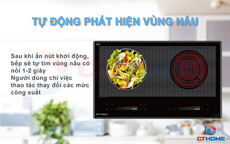 Nấu ăn hiệu quả với chức năng tự động nhận diện vùng nấu