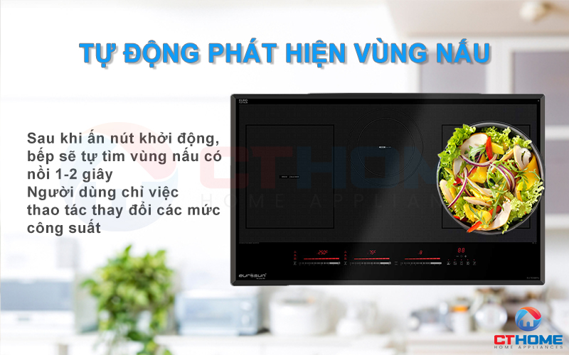 Nấu ăn hiệu quả với chức năng tự động nhận diện vùng nấu