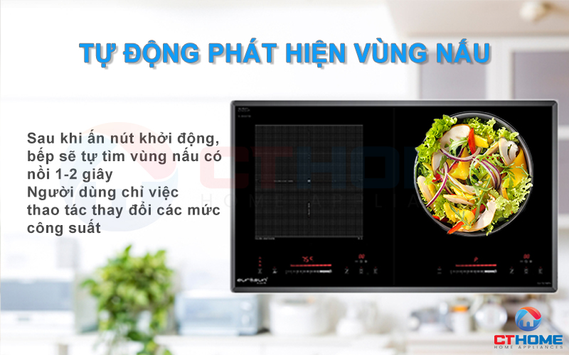 Nấu ăn hiệu quả với chức năng tự động nhận diện vùng nấu