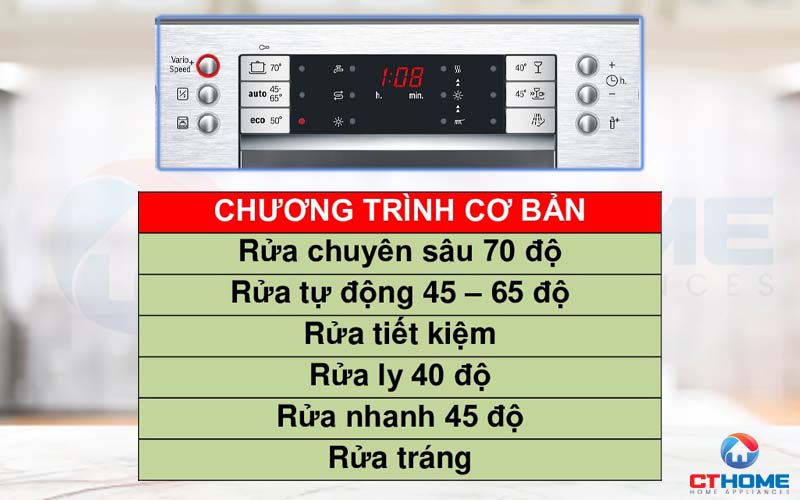 Chương trình rửa đa dạng mang lại cho người dùng nhiều lựa chọn phù hợp