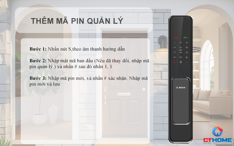 Thêm mã pin quản lý 