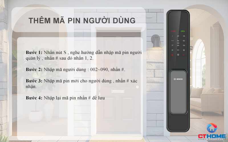 Thêm mã pin người dùng 