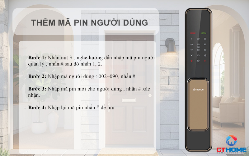 Thêm mã pin người dùng 