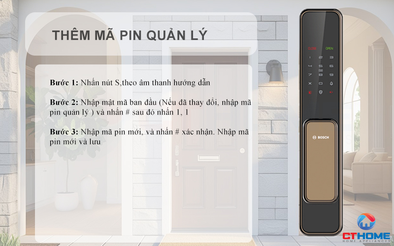 Thêm mã pin quản lý 