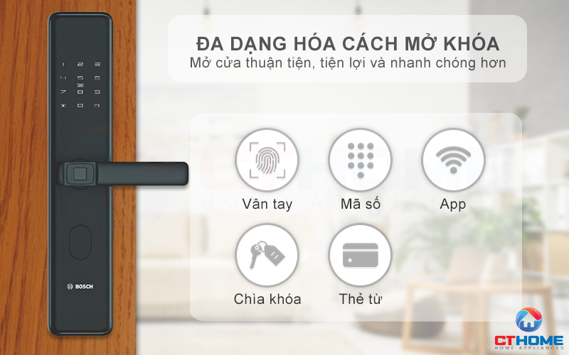 Mở cửa thuận tiện và nhanh chóng với đa dạng cách mở khóa khác nhau