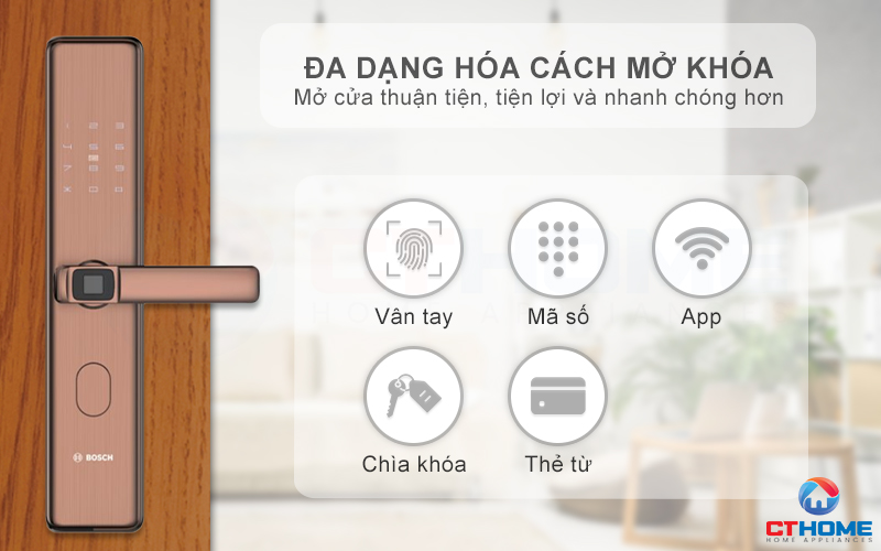 Mở cửa thuận tiện và nhanh chóng với đa dạng cách mở khóa khác nhau