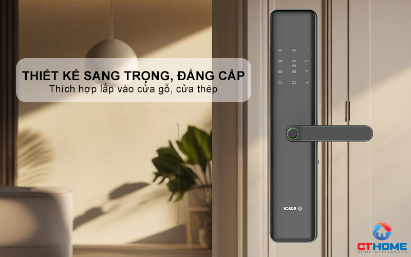Khóa vân tay Bosch ID40P thiết kế sang trọng, thời thượng, chất liệu hợp kim bền bỉ
