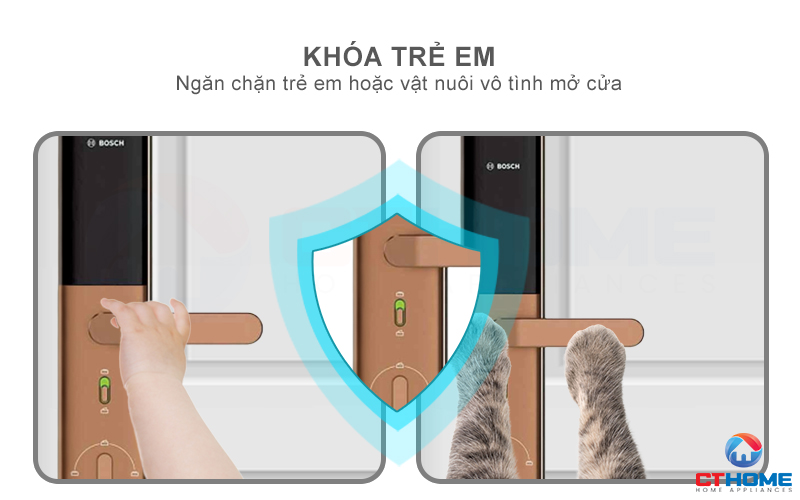 Trang bị khóa an toàn, ngăn vật nuôi và trẻ em vô tình mở cửa khi chạm vào