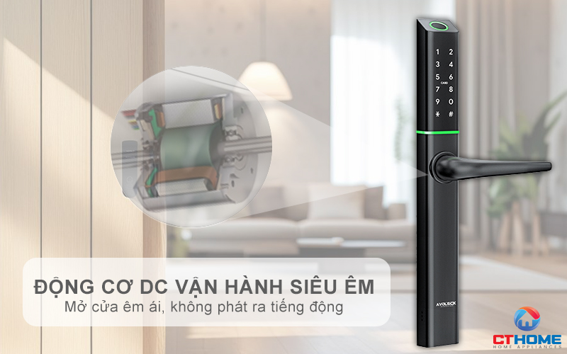 KHÓA CỬA NHÔM AVOLOCK AN 395 MÀU ĐEN NHẬN DIỆN VÂN TAY AN395 11