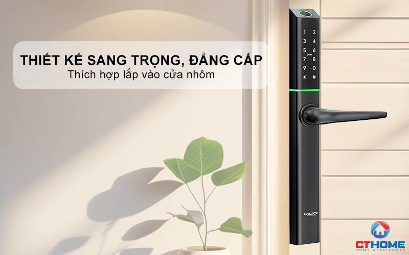 KHÓA CỬA NHÔM AVOLOCK AN 395 MÀU ĐEN NHẬN DIỆN VÂN TAY AN395 1