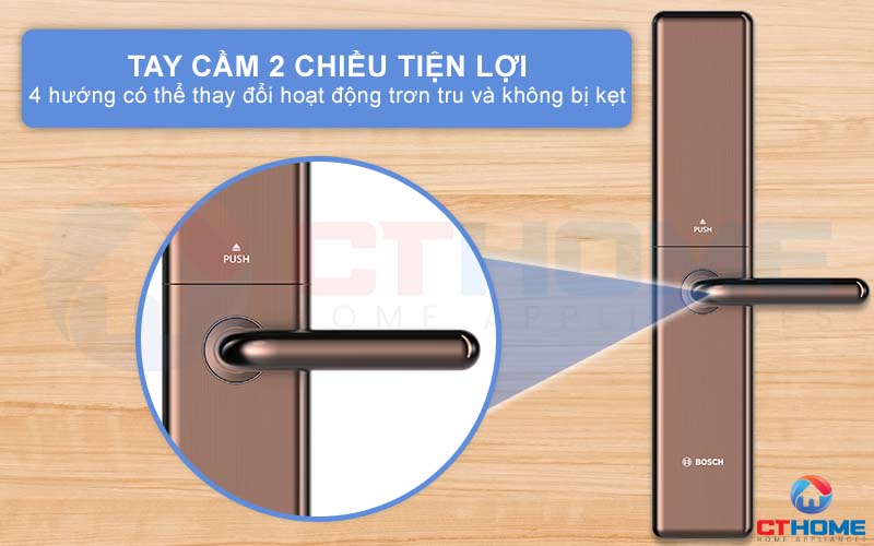 Tay cầm tiện lợi giúp cầm nắm dễ dàng, thuận tiện đóng mở