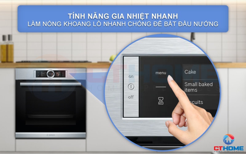 Chức năng gia nhiệt nhanh Rapid Heating giúp bạn làm nóng lò nhanh chóng