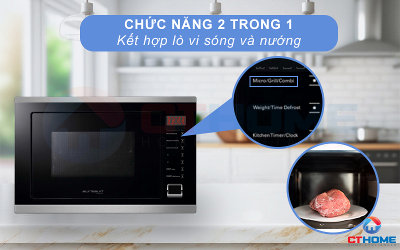 LÒ VI SÓNG TÍCH HỢP NƯỚNG EUROSUN MWO-30EUR 28 LÍT MWO30EUR 6