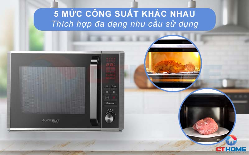 LÒ VI SÓNG TÍCH HỢP LÒ NƯỚNG EUROSUN MWO-T26EUR 25 LÍT MWOT26EUR 7