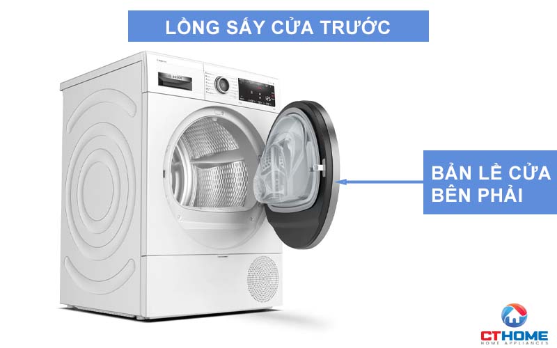 Lồng sấy được thiết kế với cửa trước bản lề phải