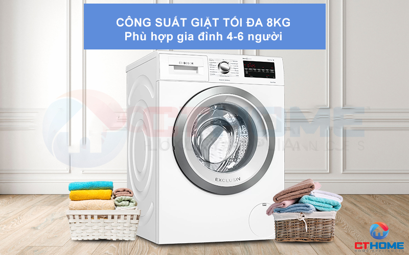 Dung tích chứa lớn, phù hợp cho gia đình 4 - 6 người để giặt quần áo