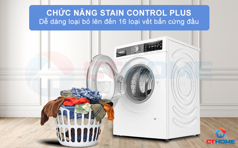 Chức năng Stain Control Plus thông minh, dễ dàng loại bỏ lên đến 16 loại vết bẩn cứng đầu