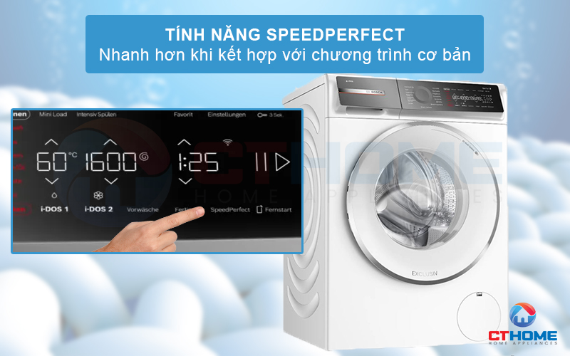 Tiết kiệm đến 65% thời gian giặt với chức năng SpeedPerinf