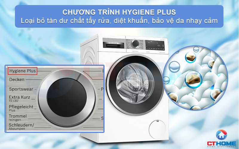 Tính năng Hygiene Plus với khả năng diệt sạch vi khuẩn có thể giặt tối đa 6,5kg quần áo