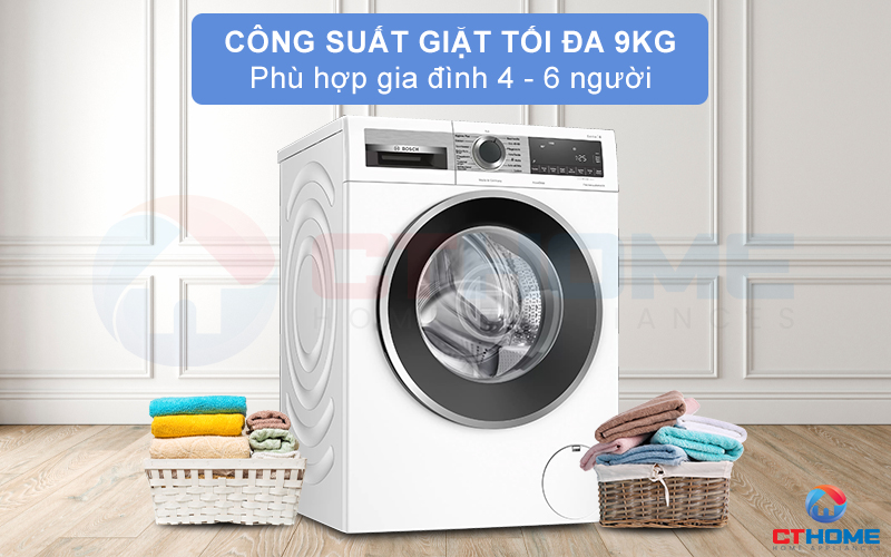 Máy giặt Bosch WGG244M40 có dung tích chứa lớn với công suất giặt lên đến 9kg