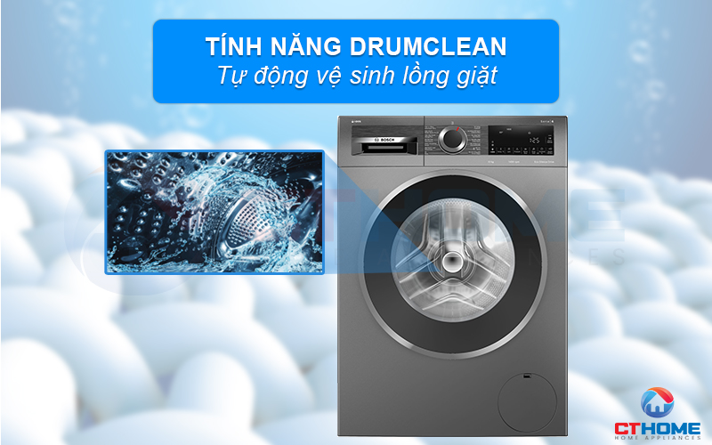 Kích hoạt Drum Clean để tự động vệ sinh sạch sẽ lồng máy