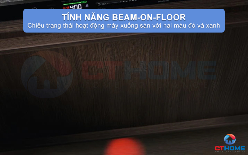 Dễ dàng giám sát chu trình rửa của máy với đèn báo Beam-on-Floor