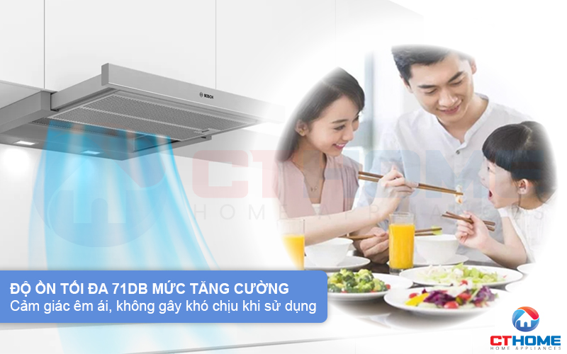 Độ ồn tối đa 71dB ở mức tăng cường không gây khó chịu cho người dùng