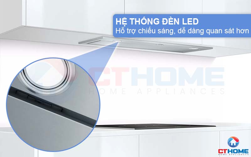 Hệ thống đèn LED chiếu sáng, dễ dàng quan sát khu vực bếp khi sử dụng