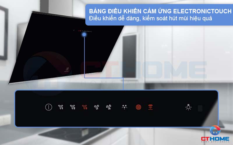 Kiểm soát máy hút mùi hiệu quả hơn với bảng điều khiển cảm ứng Electronic Touch 