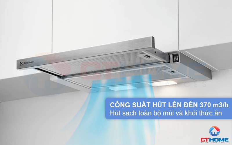 Công suất hút tối đa 370 m3/h hút sạch mùi và khói thức ăn