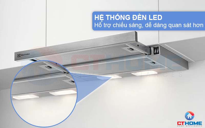 Hệ thống đèn LED chiếu sáng, dễ dàng quan sát khu vực bếp khi sử dụng