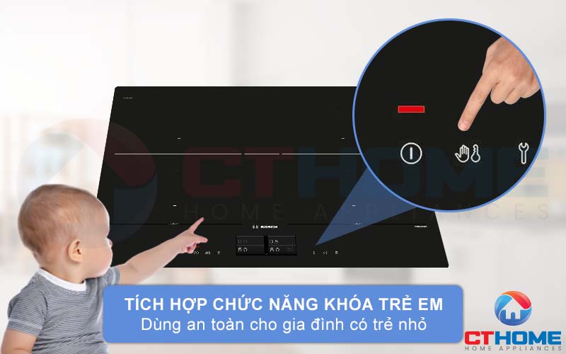 Tính năng khóa trẻ em bảo vệ trẻ nhỏ khỏi những rủi ro.