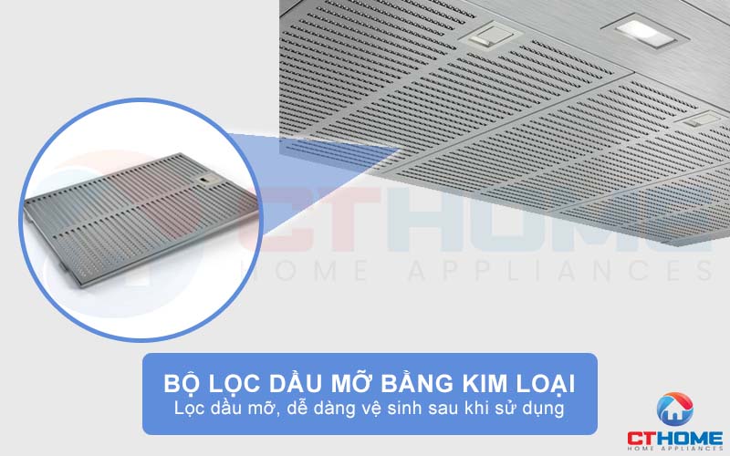 Bộ lọc mỡ bằng kim loại bảo đảm hiệu suất hút tối đa