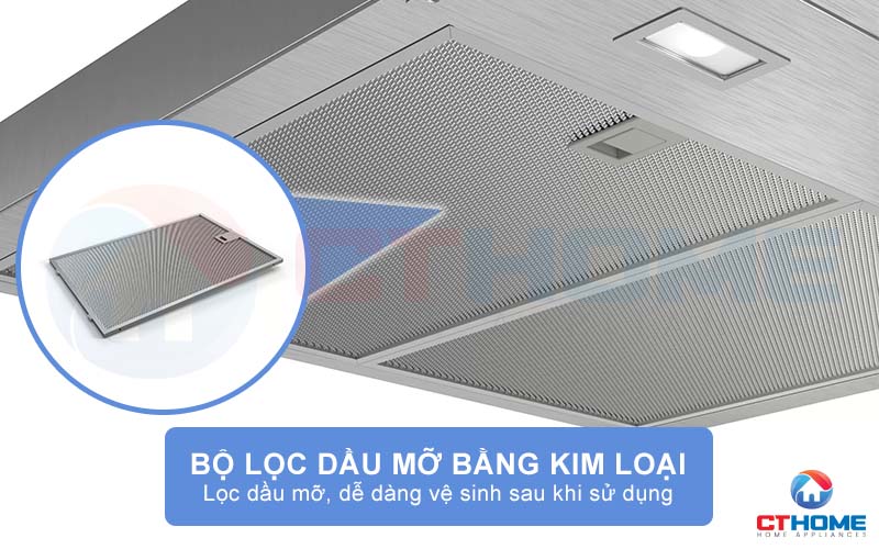 Đảm bảo hiệu suất hút tối đa nhờ bộ lọc dầu mỡ bằng kim loại