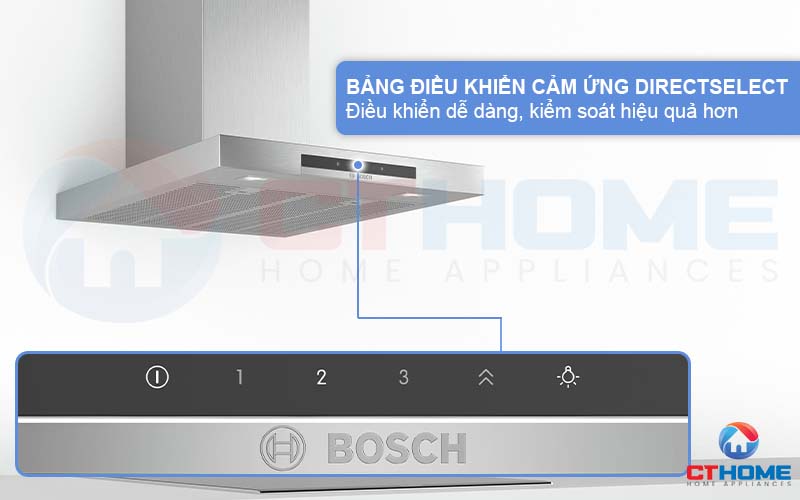 Kiểm soát dễ dàng máy hút mùi với bảng điều khiển cảm ứng DirectSelect