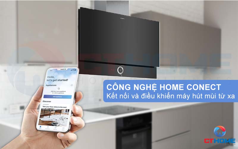 Máy hút mùi Bosch DWF97RV60B quản lý máy hút mùi từ xa thông qua công nghệ Home Connect