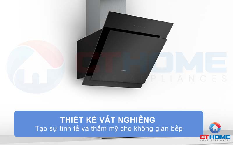 Máy hút mùi Bosch DWK67CM60B thiết kế gắn tường thẩm mỹ, tạo sự thẩm mỹ cho không gian bếp