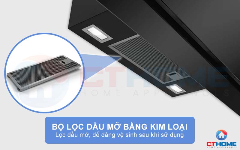 Đảm bảo hiệu suất hút tối đa nhờ bộ lọc dầu mỡ bằng kim loại