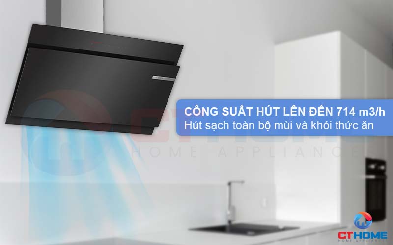 Công suất hút tối đa 714 m3/h hút sạch toàn bộ mùi và khói thức ăn