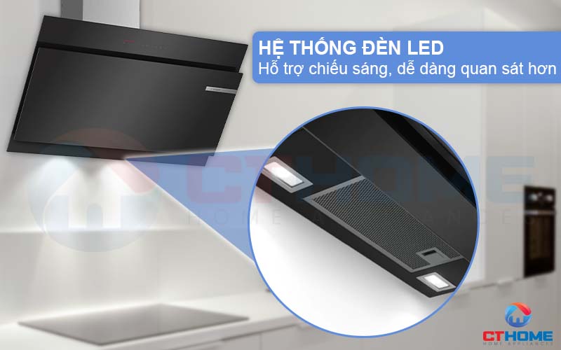 Hệ thống đèn LED hỗ trợ chiếu sáng, quan sát khu vực bếp khi sử dụng