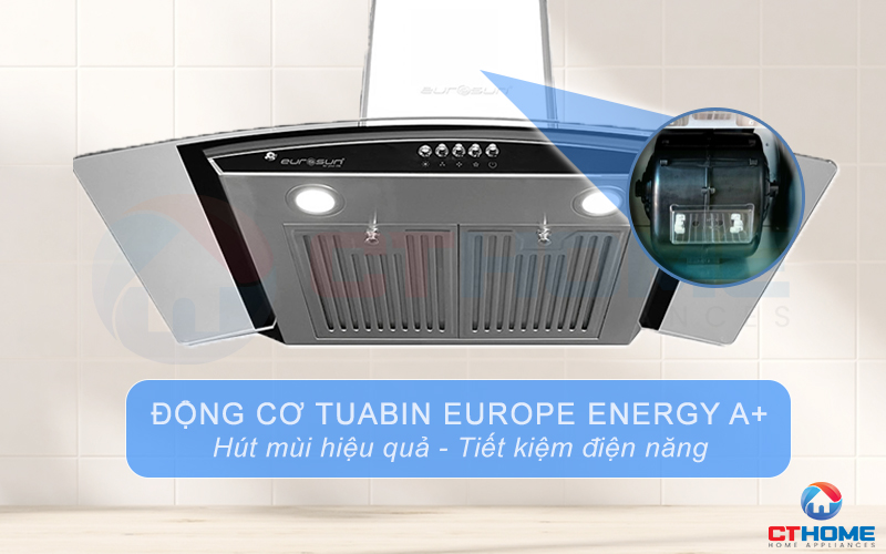 Động cơ Tuabin Europe Energy A+  hút mùi hiệu quả, tiết kiệm điện năng