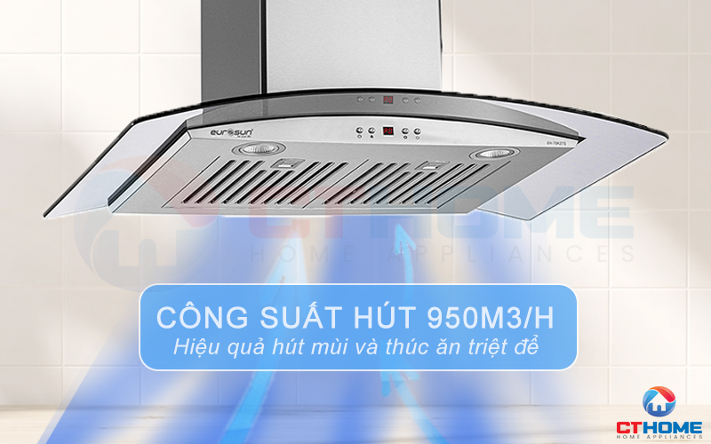 Công suất hút mạnh mẽ 950m3/h, loại bỏ khói bụi và mùi hôi hiệu quả