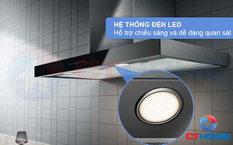 Hệ thống đèn LED chiếu sáng, dễ dàng quan sát căn bếp khi sử dụng