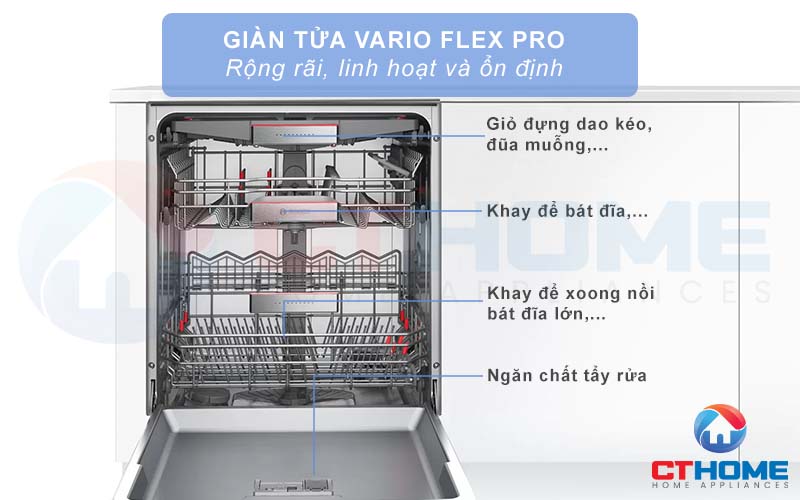 Giỏ chứa VarioFlex Pro mang đến không gian chứa rộng hơn và sự linh hoạt