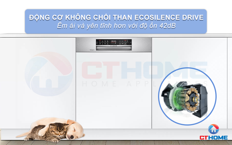 Độ ồn của máy rửa chén Bosch SMI6ZDS49E là 42dB