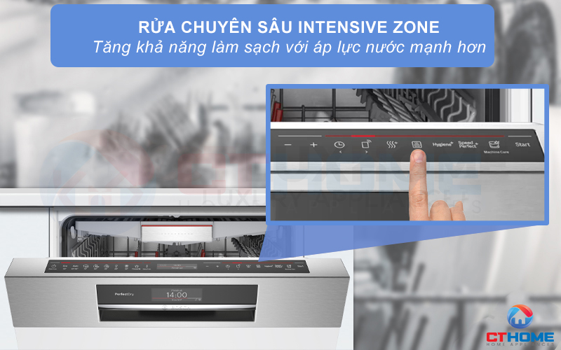 Rửa chuyên sâu Intensive Zone tăng cường làm sạch giàn dưới cùng.