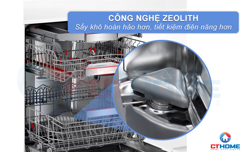 Công nghệ Zeolith giúp bát đĩa khô hoàn hảo hơn, tiết kiệm điện hơn.