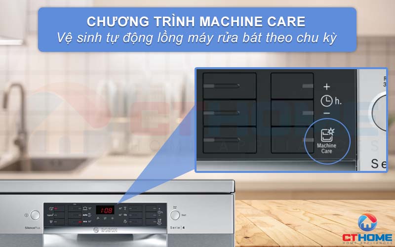 Vệ sinh tự động máy rửa bát nhờ chương trình Machine Care