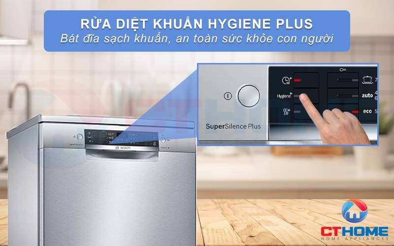 Chức năng Hygiene Plus giúp diệt tới 99,9% vi khuẩn ở bát đĩa và bảo vệ sức khoẻ của người dùng