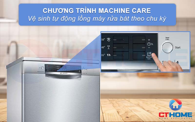 Tính năng Machine Care hỗ trợ vệ sinh khoang máy rửa bát